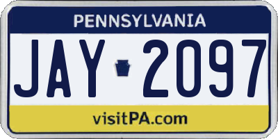 PA license plate JAY2097