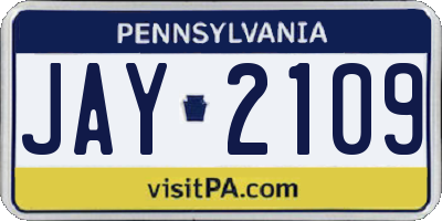 PA license plate JAY2109