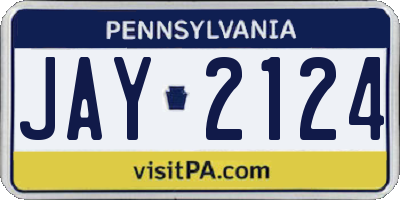 PA license plate JAY2124