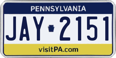 PA license plate JAY2151