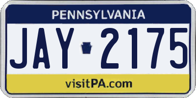 PA license plate JAY2175