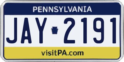 PA license plate JAY2191