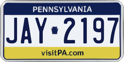 PA license plate JAY2197