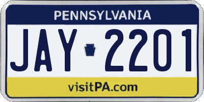 PA license plate JAY2201