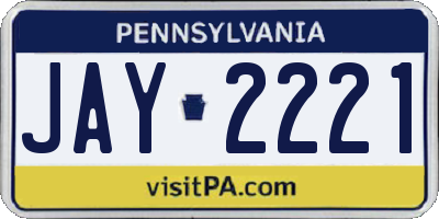 PA license plate JAY2221
