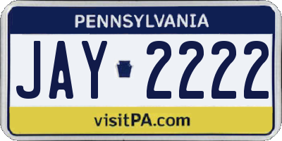 PA license plate JAY2222
