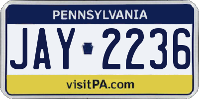 PA license plate JAY2236