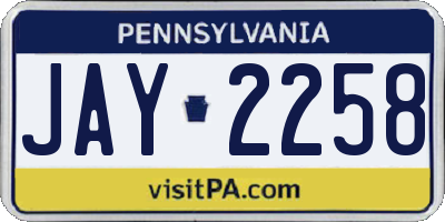 PA license plate JAY2258