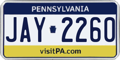 PA license plate JAY2260