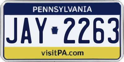 PA license plate JAY2263