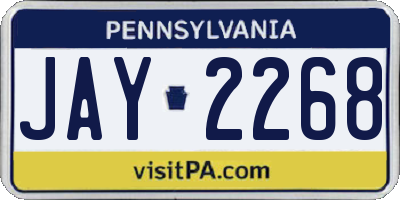 PA license plate JAY2268