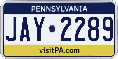 PA license plate JAY2289