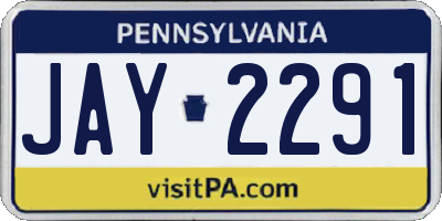 PA license plate JAY2291