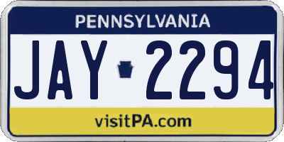PA license plate JAY2294