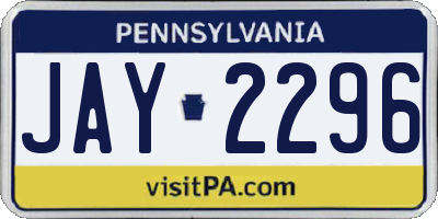 PA license plate JAY2296