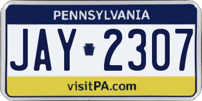 PA license plate JAY2307