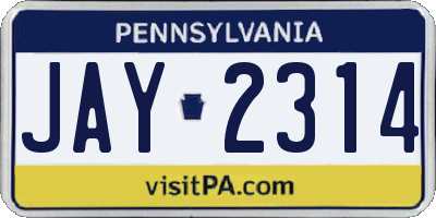 PA license plate JAY2314