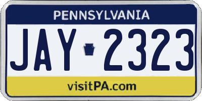 PA license plate JAY2323