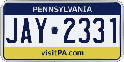 PA license plate JAY2331