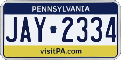 PA license plate JAY2334