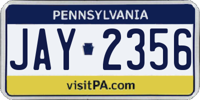 PA license plate JAY2356