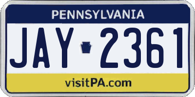 PA license plate JAY2361