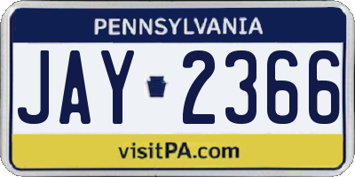 PA license plate JAY2366