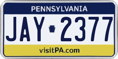 PA license plate JAY2377