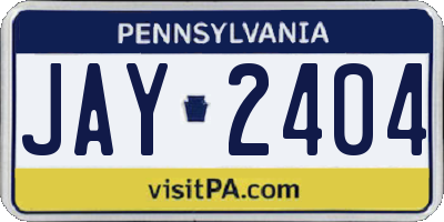 PA license plate JAY2404