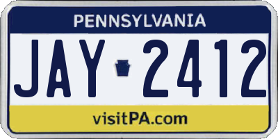 PA license plate JAY2412