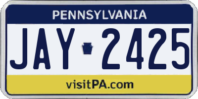 PA license plate JAY2425