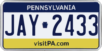 PA license plate JAY2433