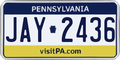 PA license plate JAY2436