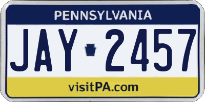 PA license plate JAY2457
