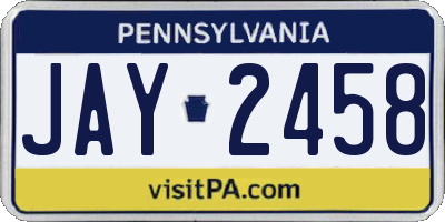 PA license plate JAY2458