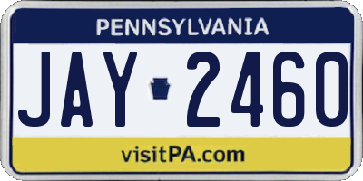 PA license plate JAY2460