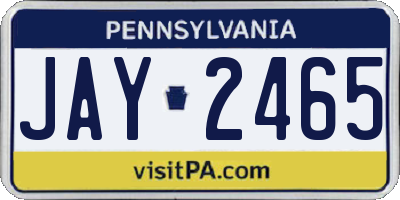 PA license plate JAY2465