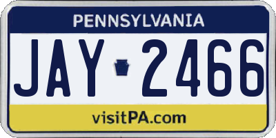PA license plate JAY2466