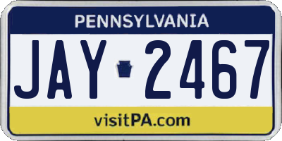PA license plate JAY2467
