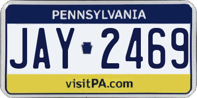 PA license plate JAY2469