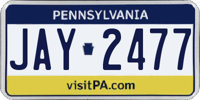 PA license plate JAY2477