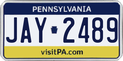 PA license plate JAY2489