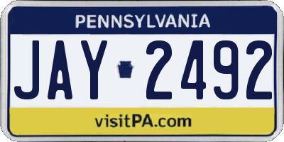 PA license plate JAY2492