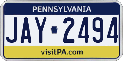 PA license plate JAY2494
