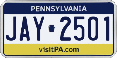 PA license plate JAY2501