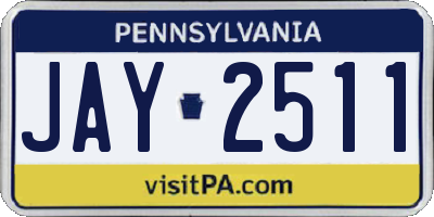 PA license plate JAY2511