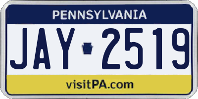 PA license plate JAY2519