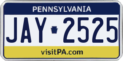 PA license plate JAY2525