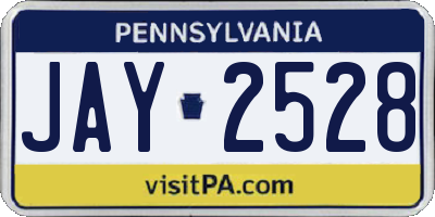 PA license plate JAY2528