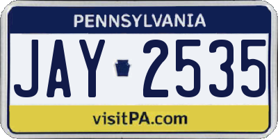 PA license plate JAY2535